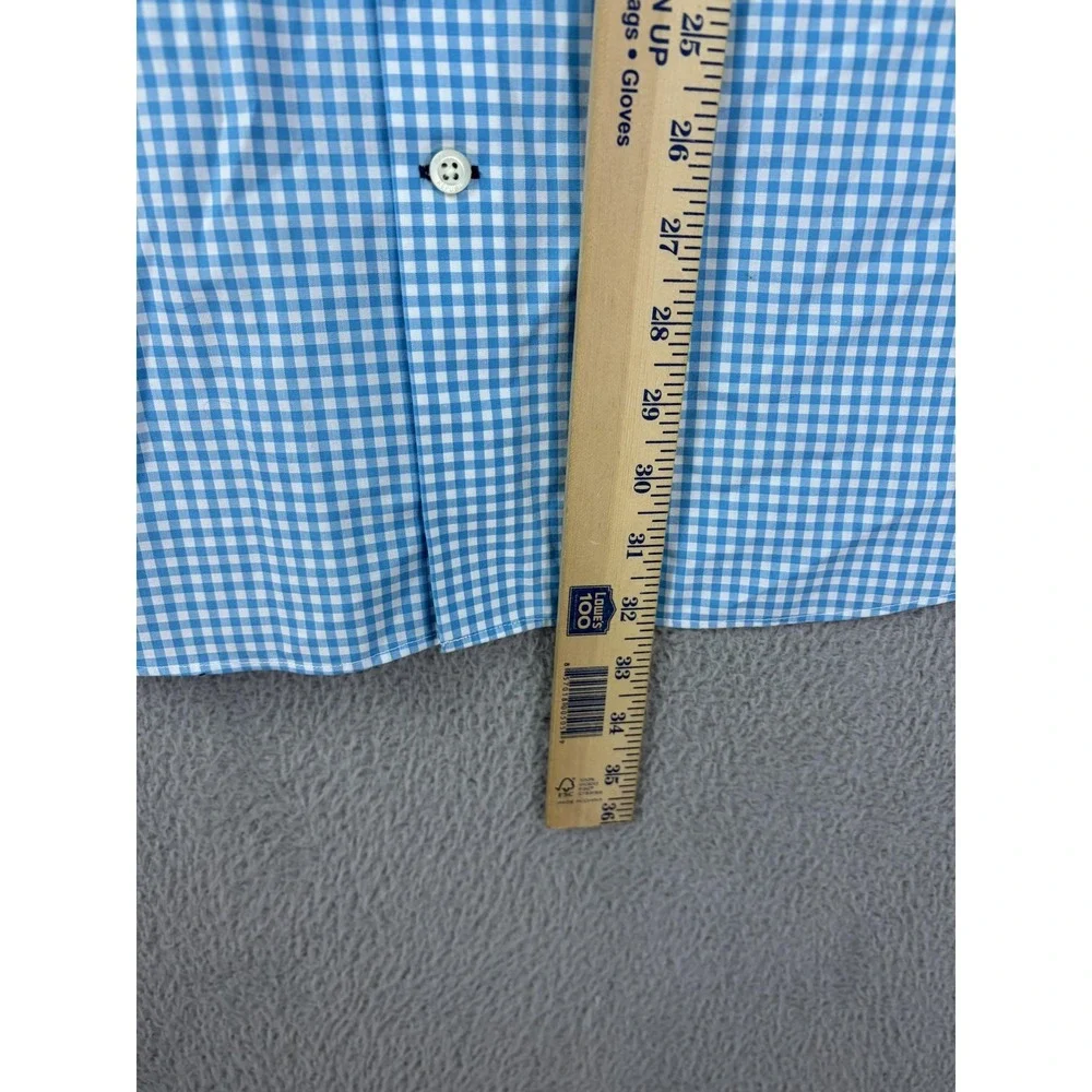 Banana Republic Dress Shirt Mens XL 17-17.5 Blue Gingham Non Iron Camden Fit Men